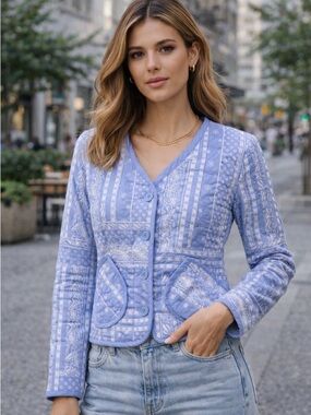 Como Vintage Light Blue Quilted Jacket